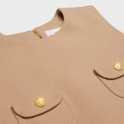 trapeze mini dress in wool sablé