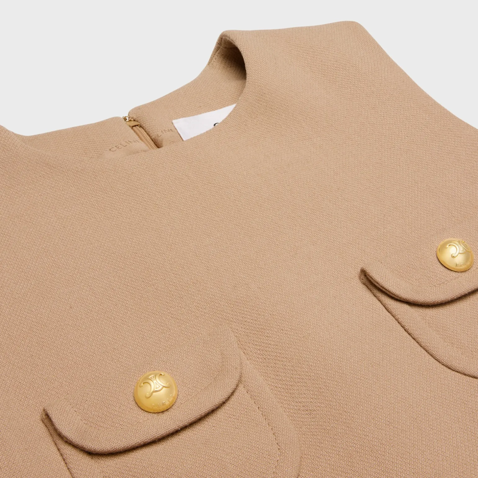 trapeze mini dress in wool sablé