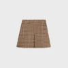 trapeze mini skirt in double face check wool