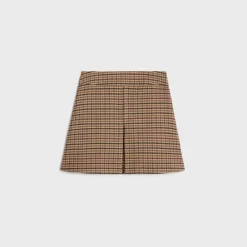 trapeze mini skirt in double face check wool