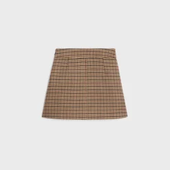 trapeze mini skirt in double face check wool