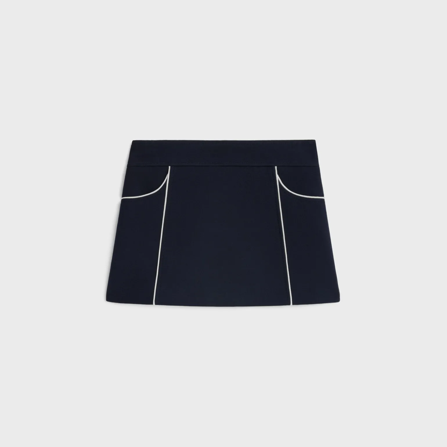 trapeze mini skirt in gauffered double wool