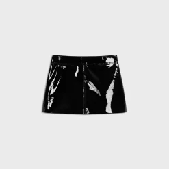 trapeze mini skirt in patent lambskin leather