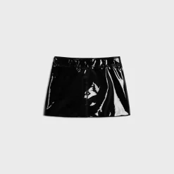 trapeze mini skirt in patent lambskin leather