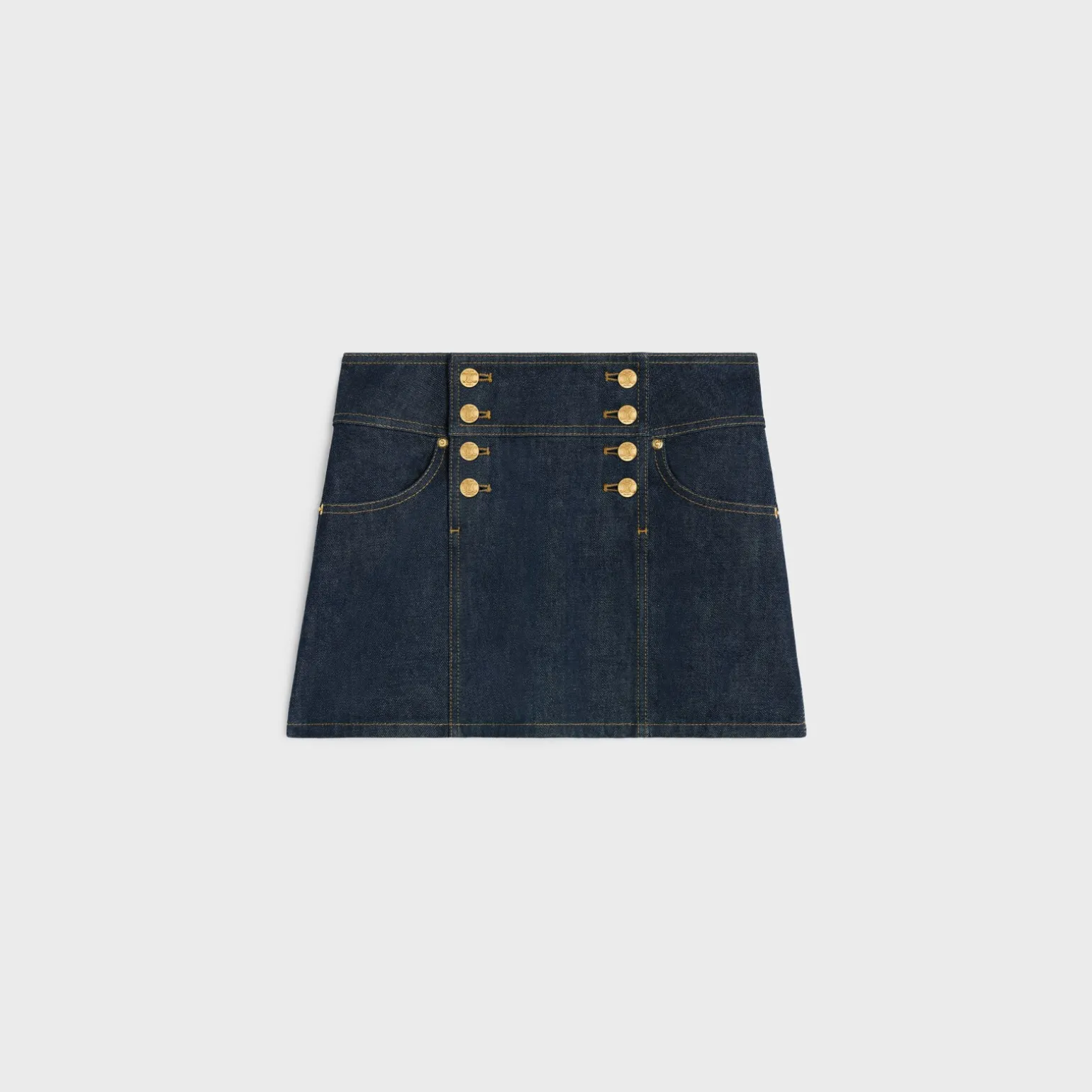 trapeze mini skirt in rinsed wash denim
