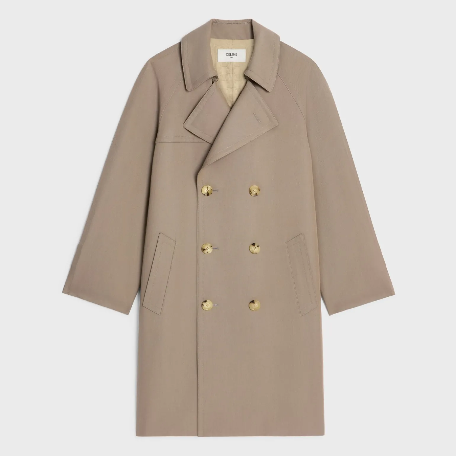trench coat in wool gabardine and cotton