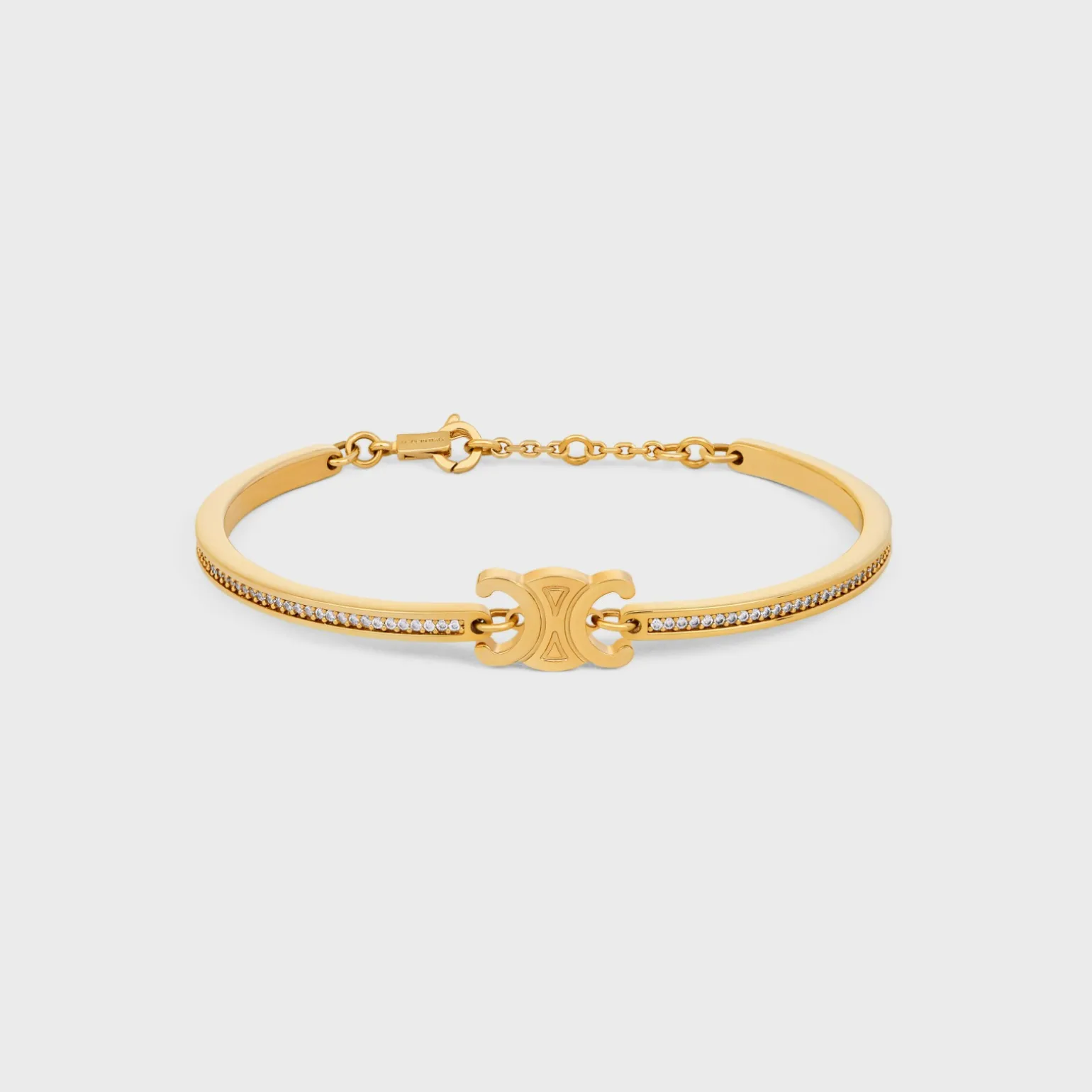 Triomphe Articulated Sparkle Bracelet in Strass and Brass with Gold Finish