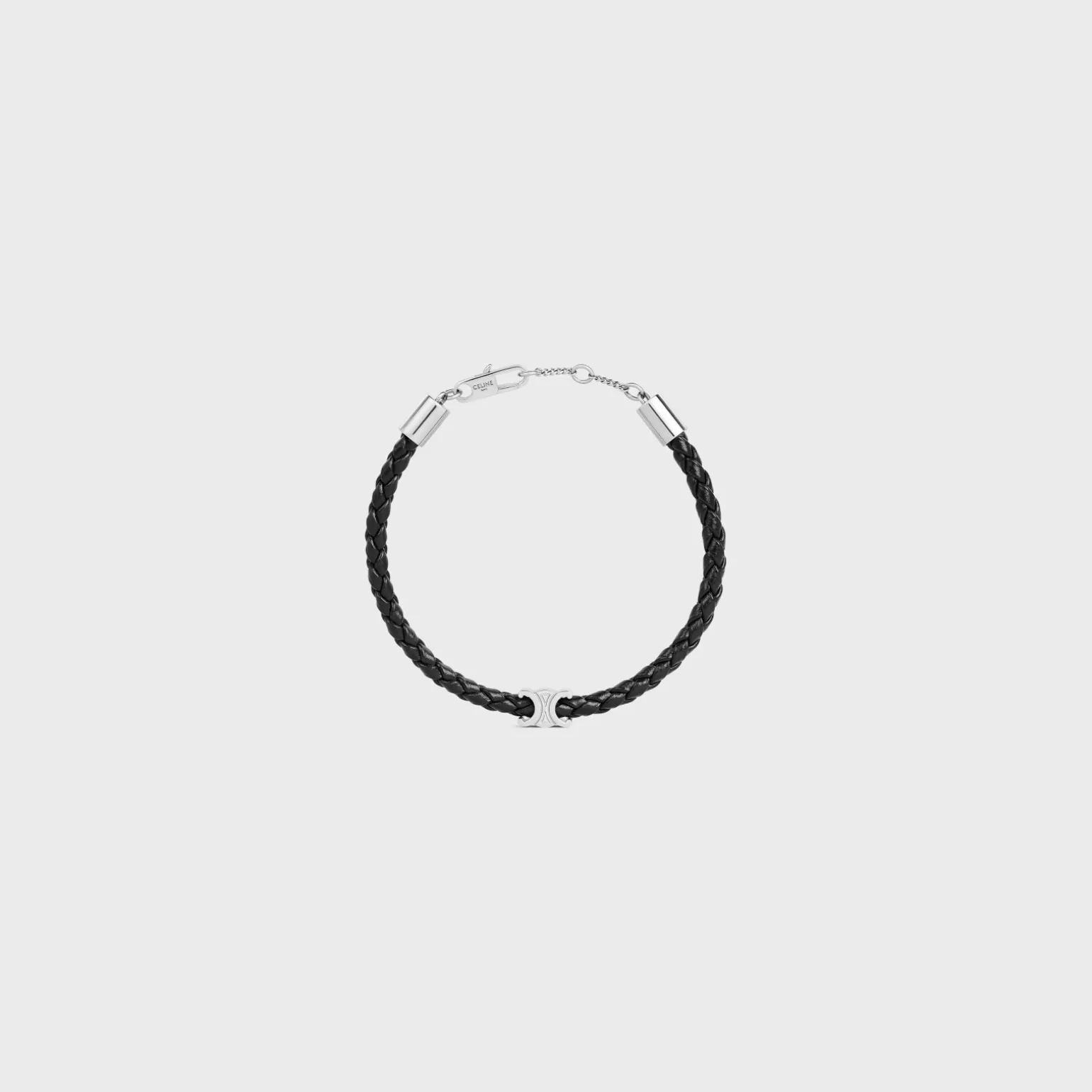 Triomphe Beach Bracelet in Smooth Calfskin and Brass with Rhodium Finish