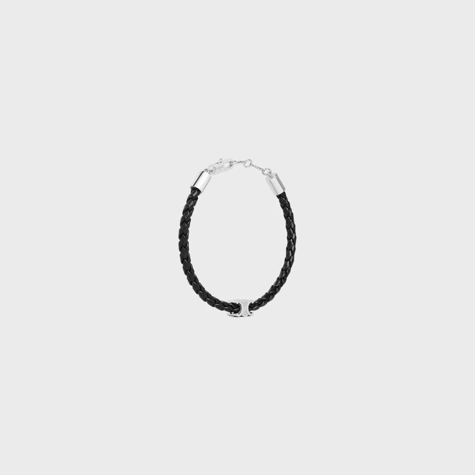Triomphe Beach Bracelet in Smooth Calfskin and Brass with Rhodium Finish