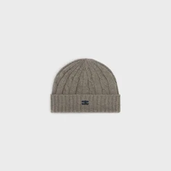 triomphe cable-knit beanie in cashmere
