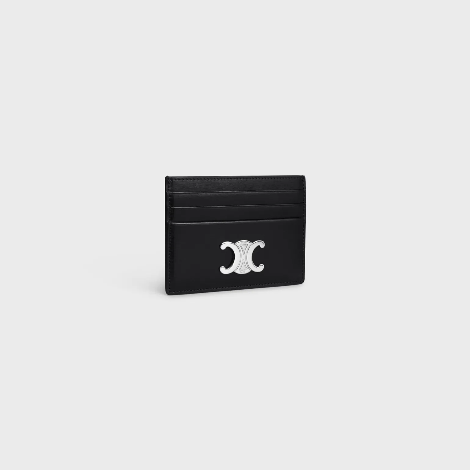Triomphe Card Holder Shiny Calfskin BLACK