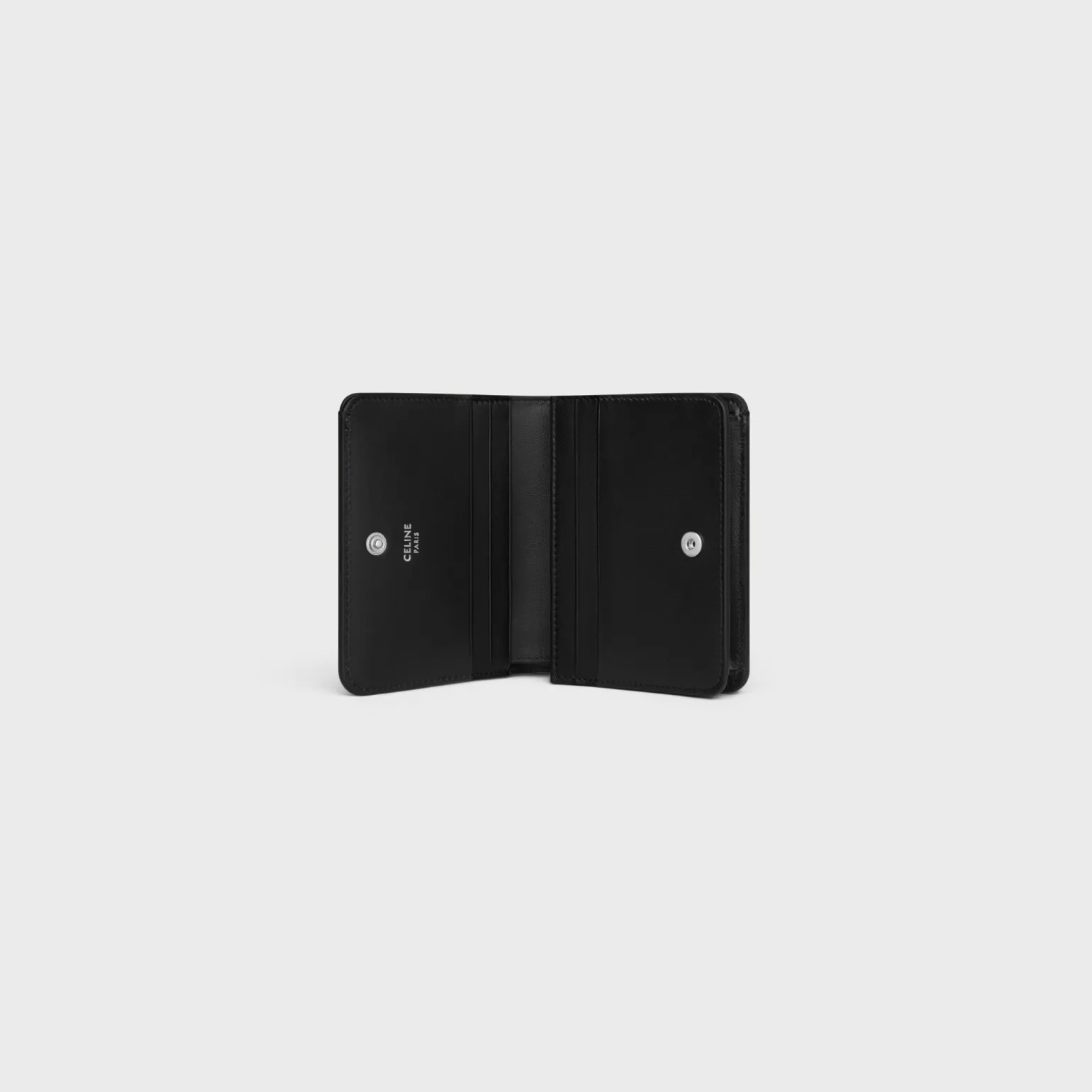 TRIOMPHE COMPACT WALLET Shiny Calfskin BLACK