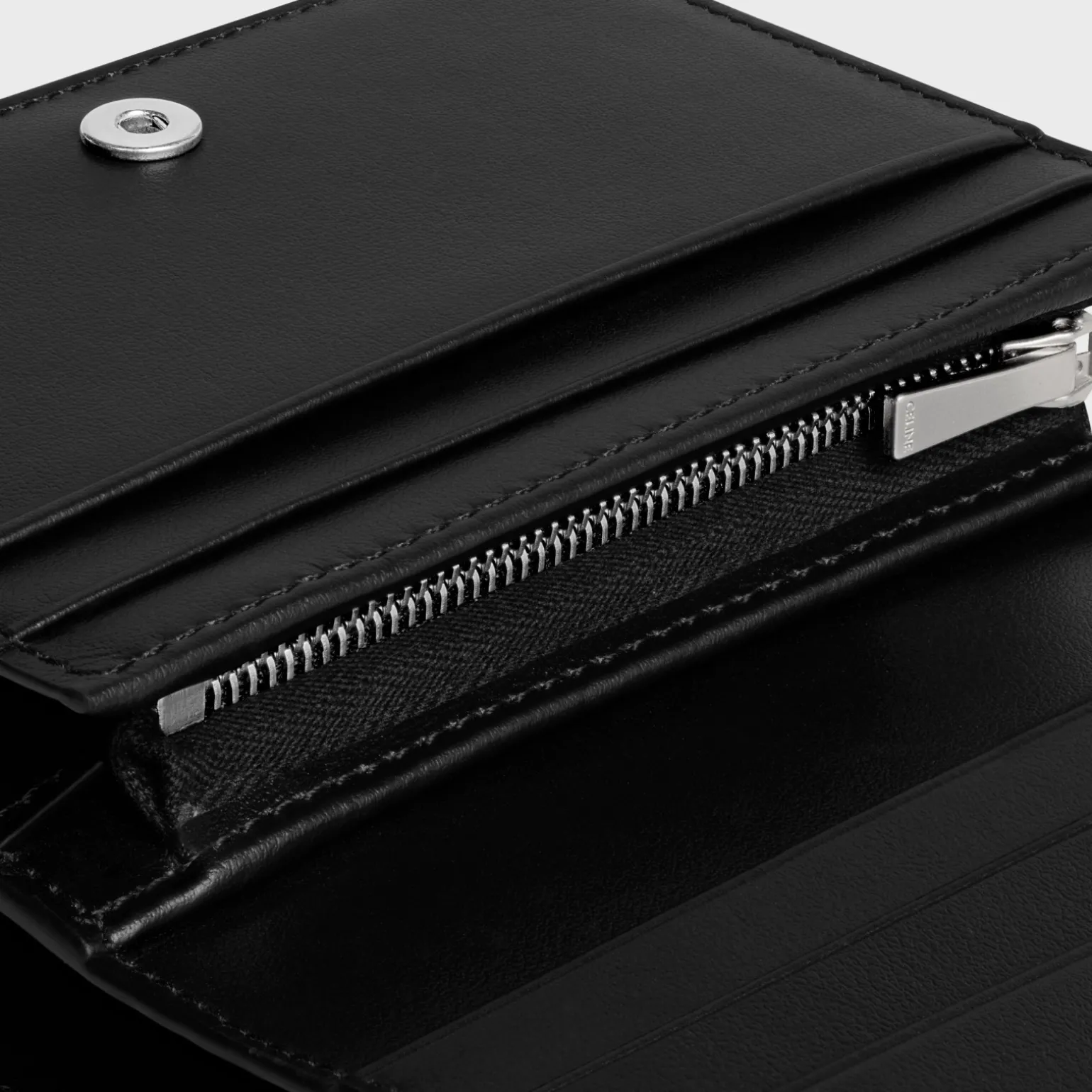 TRIOMPHE COMPACT WALLET Shiny Calfskin BLACK