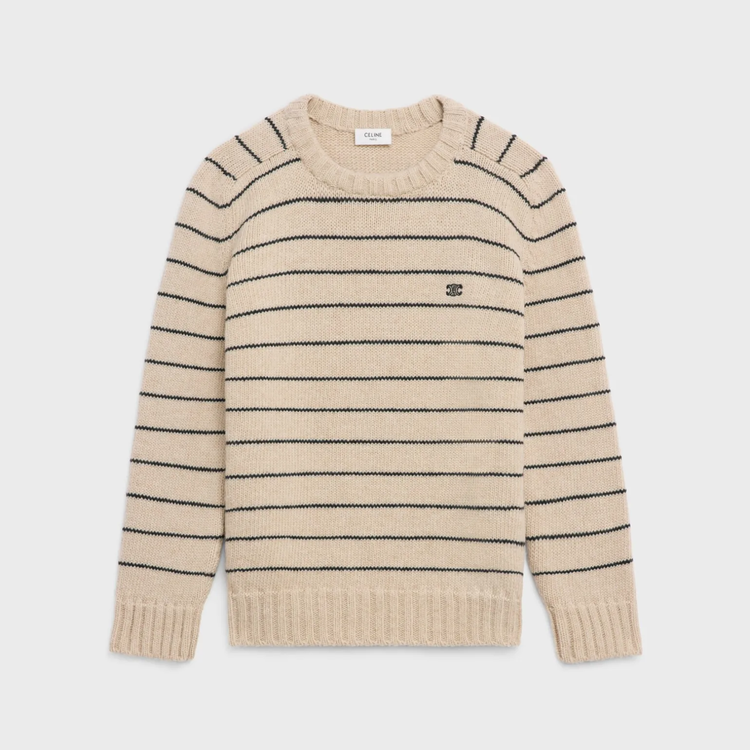 triomphe crew neck sweater in striped wool