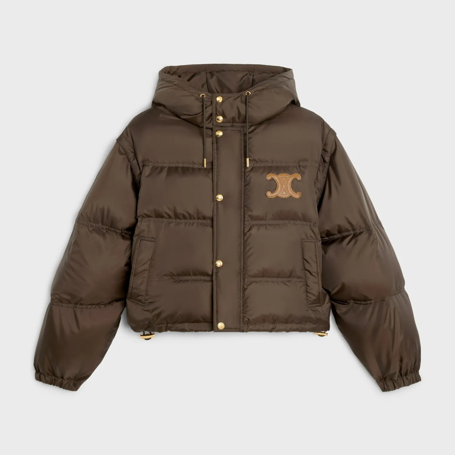 Triomphe cropped down jacket in lightweight nylon
