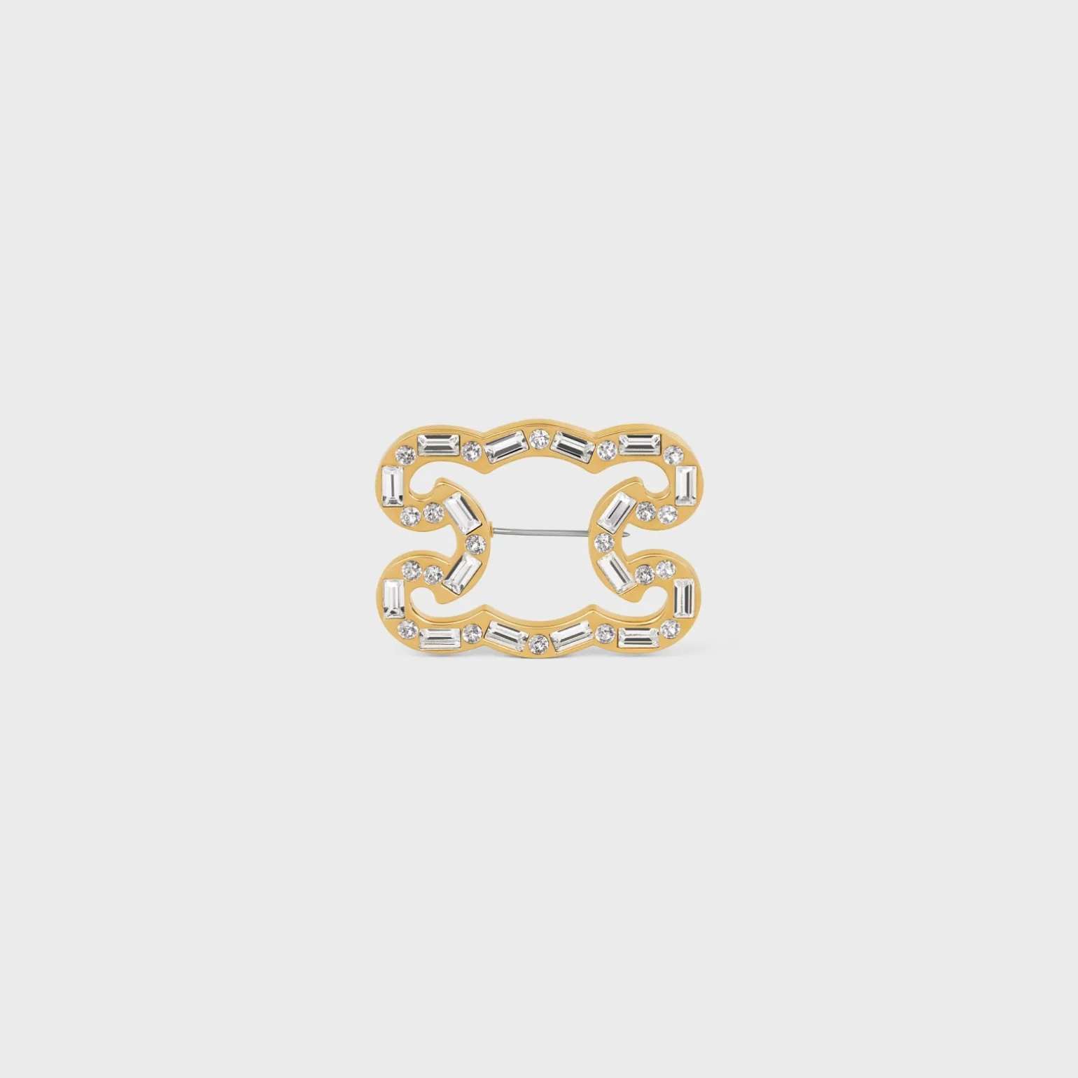 Triomphe Frame Sparkle Brooch in Strass, Brass with Gold Finish and Steel