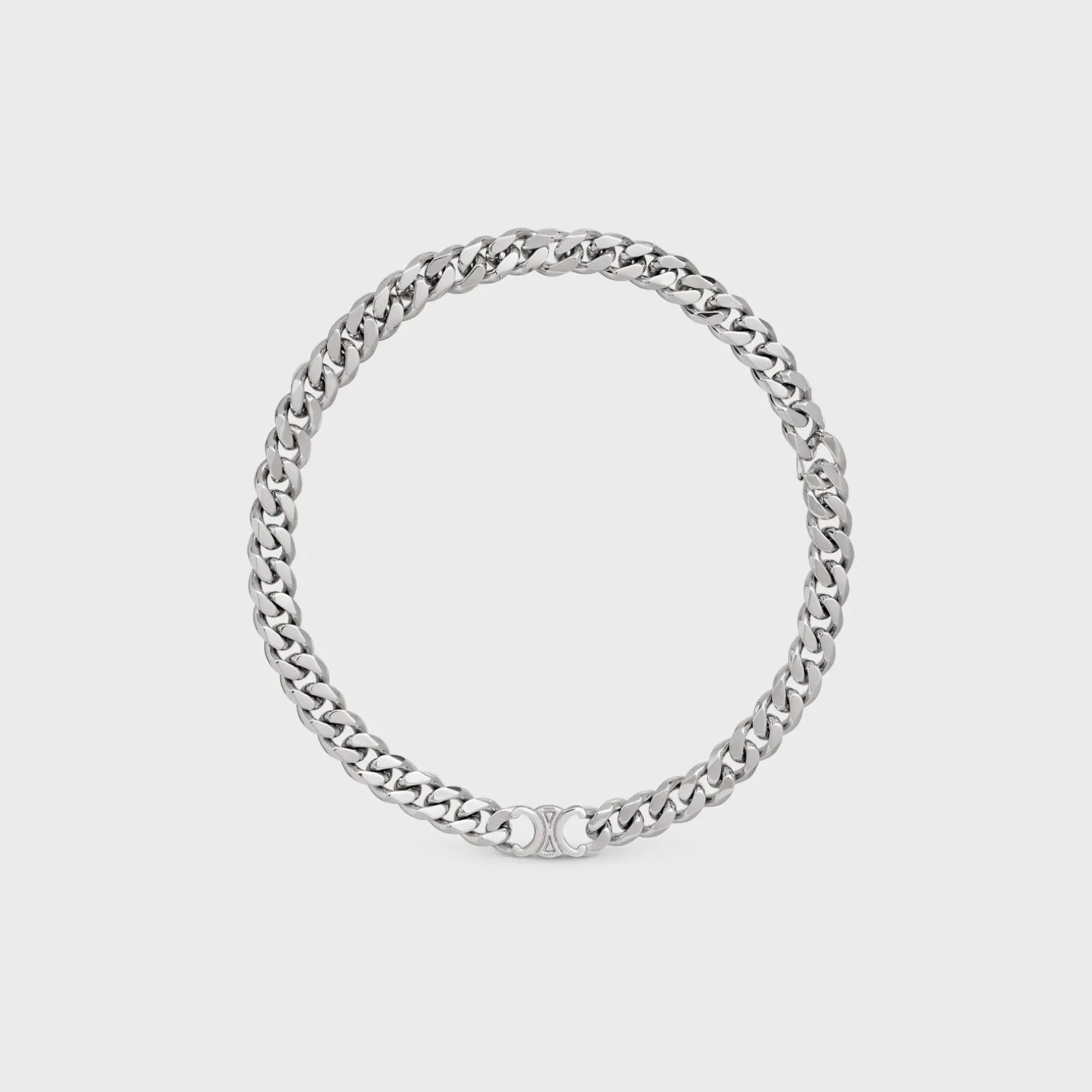 Triomphe Gourmette Necklace in Brass with Rhodium Finish
