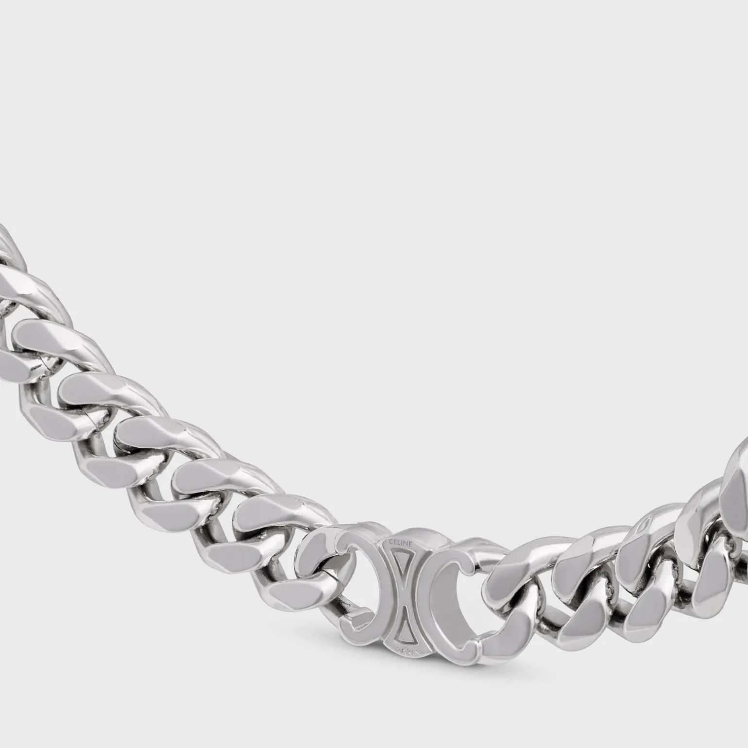 Triomphe Gourmette Necklace in Brass with Rhodium Finish
