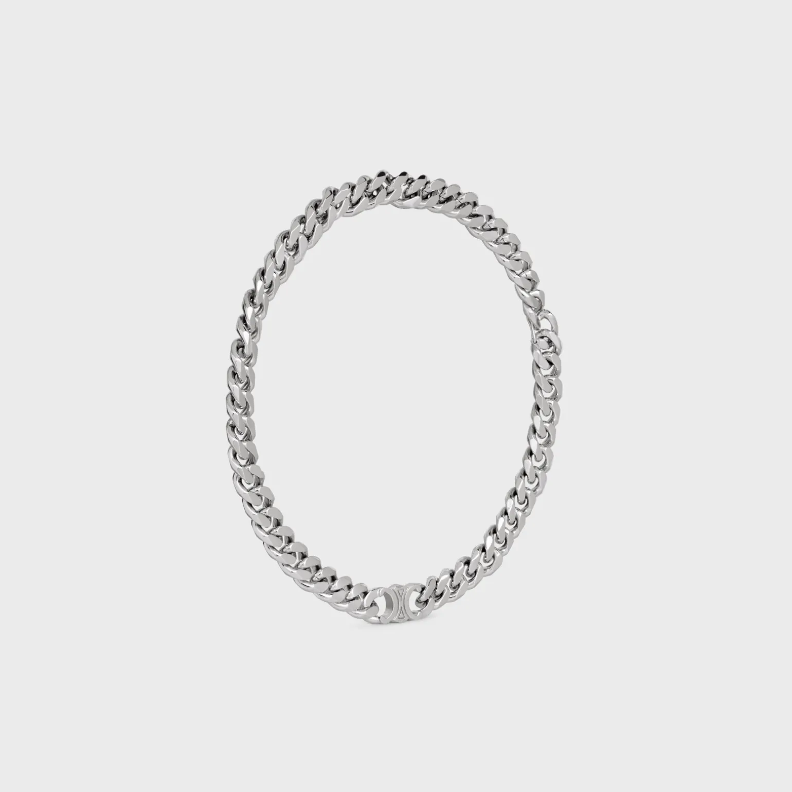 Triomphe Gourmette Necklace in Brass with Rhodium Finish