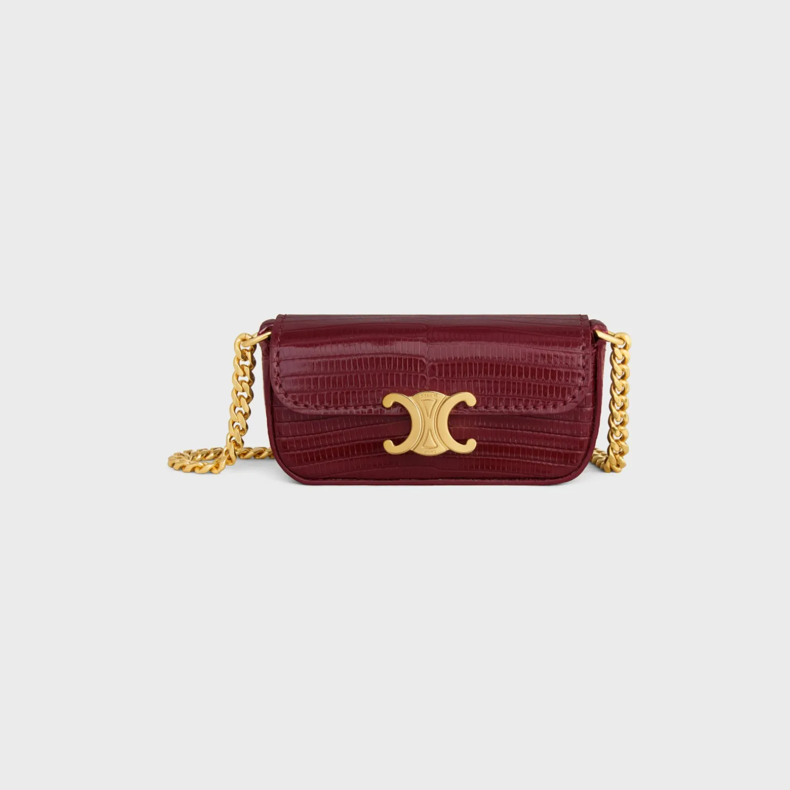 TRIOMPHE LIPSTICK CASE ON CHAIN IN LIZARD