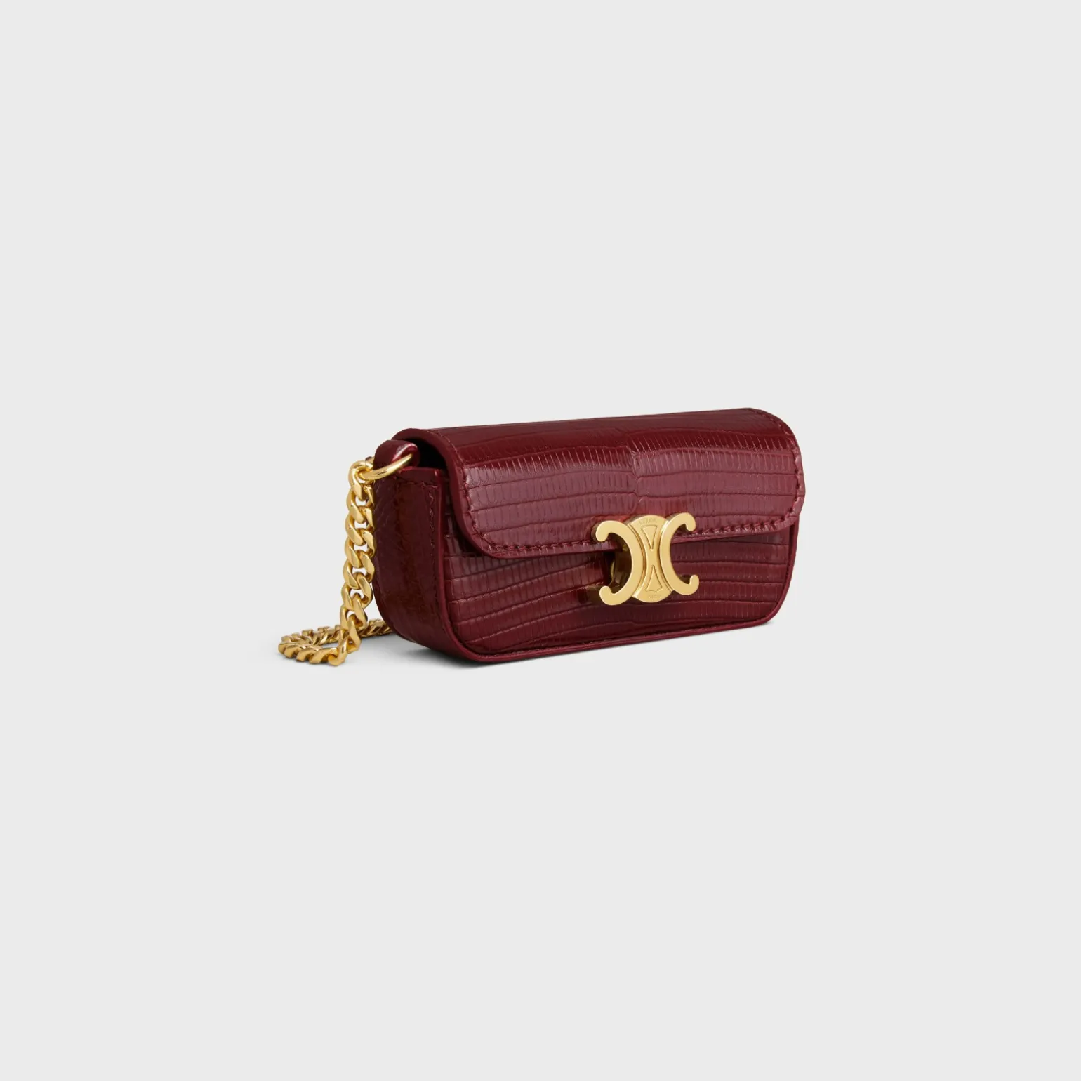 TRIOMPHE LIPSTICK CASE ON CHAIN IN LIZARD