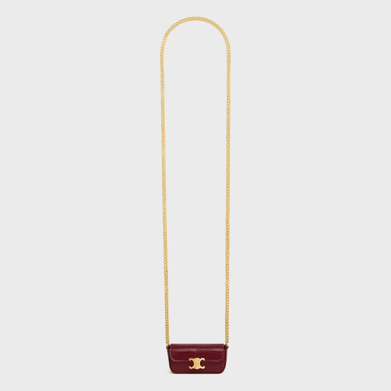 TRIOMPHE LIPSTICK CASE ON CHAIN IN LIZARD