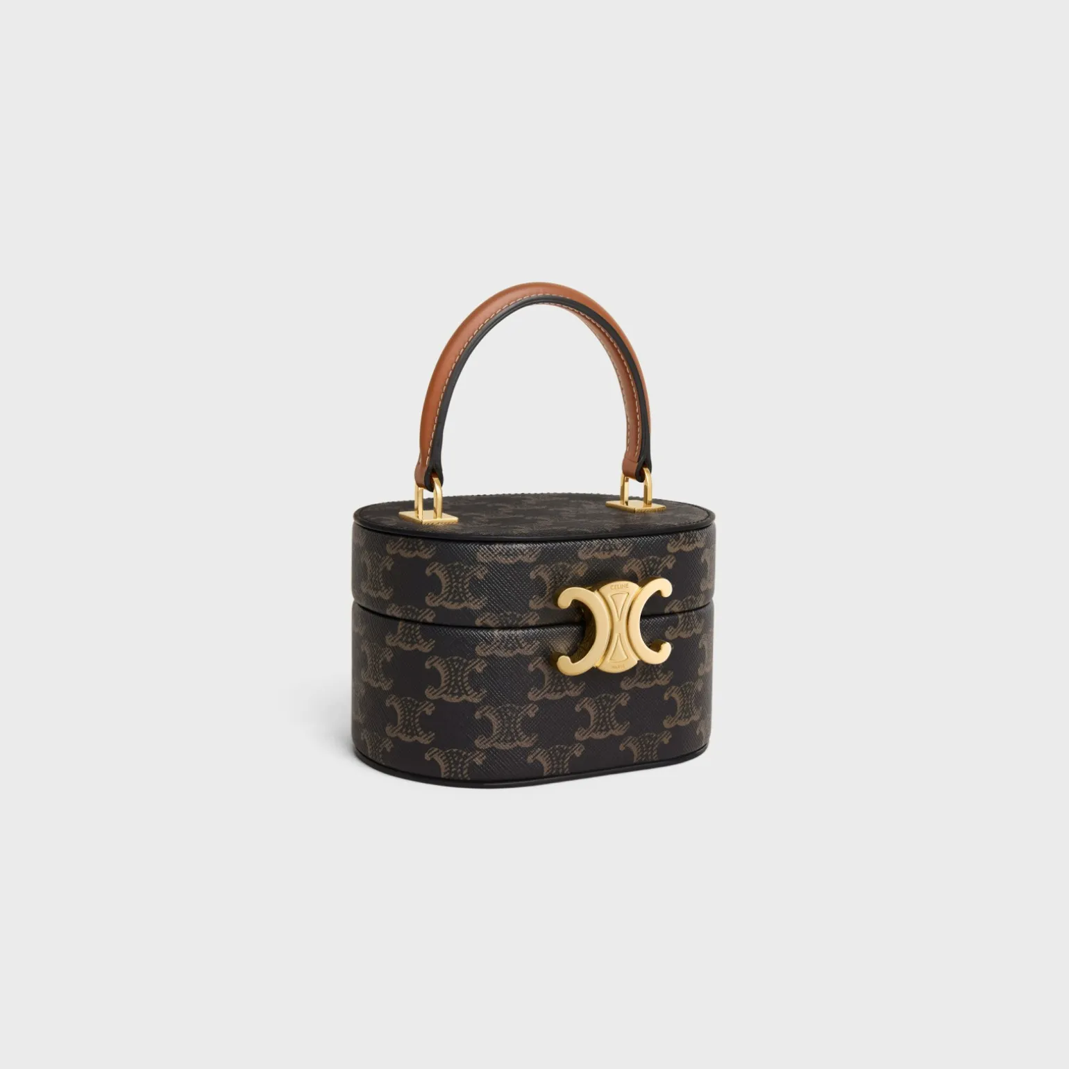 TRIOMPHE OVAL BOX in Triomphe Canvas and Calfskin
