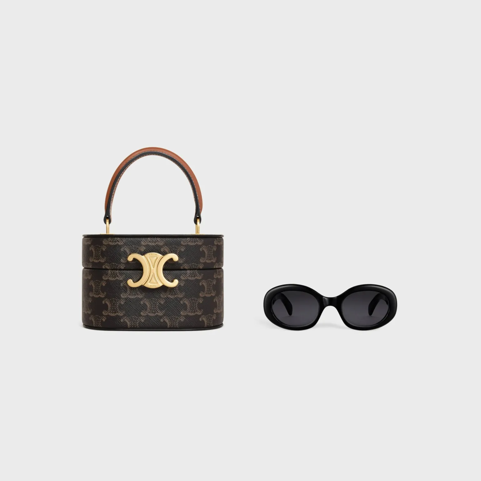 TRIOMPHE OVAL BOX in Triomphe Canvas and Calfskin