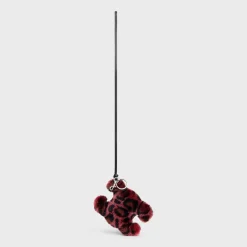 TRIOMPHE POM-POM KEYRING in SHEARLING AND CALFSKIN