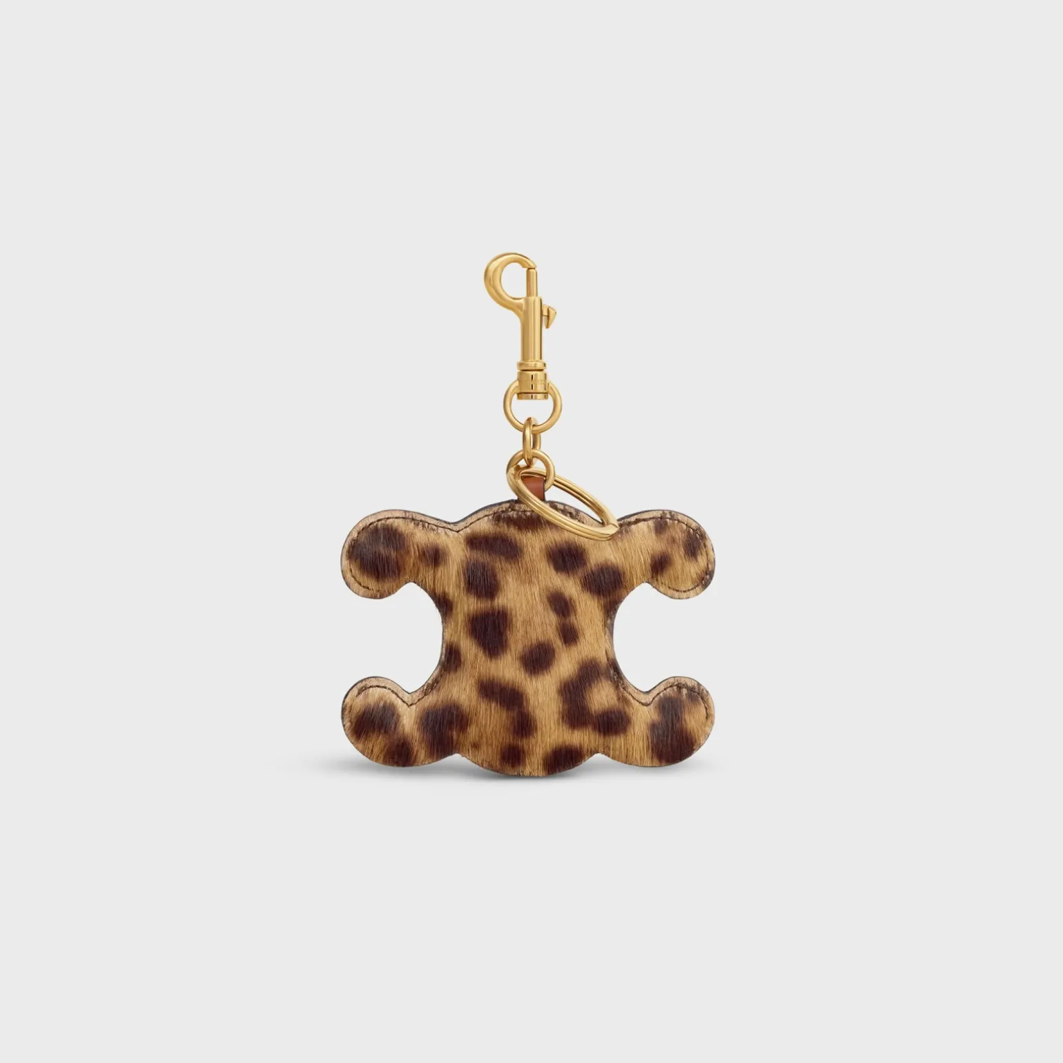 TRIOMPHE pom-pom keyring in PONY WITH LEOPARD PRINT AND CALFSKIN