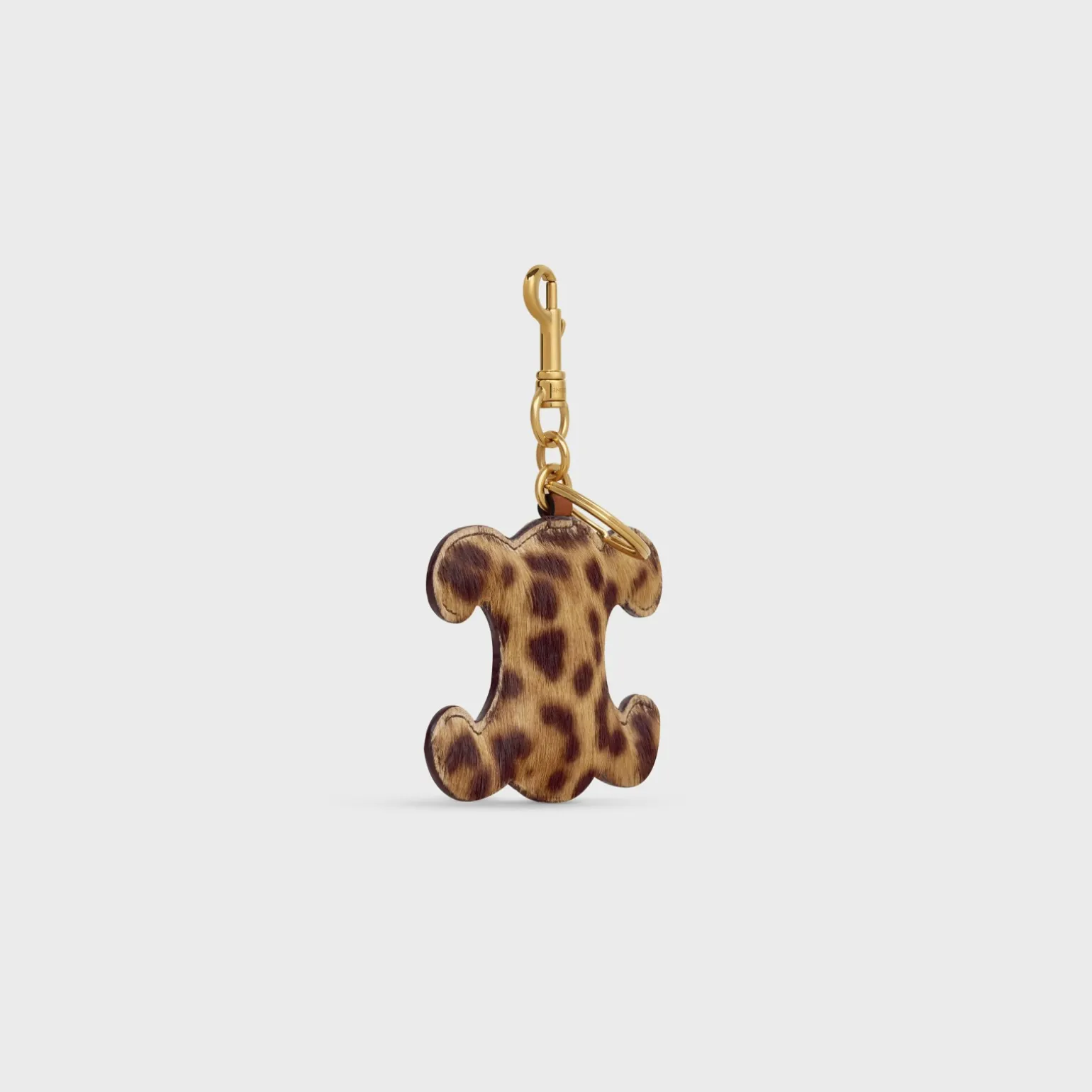 TRIOMPHE pom-pom keyring in PONY WITH LEOPARD PRINT AND CALFSKIN