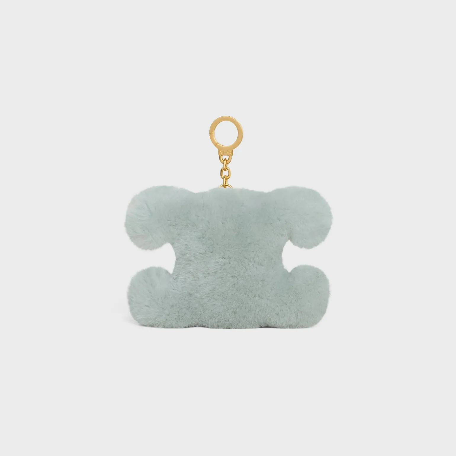 TRIOMPHE pom-pom keyring with HEART in SHEARLING AND CALFSKIN with GOLD FINISHING