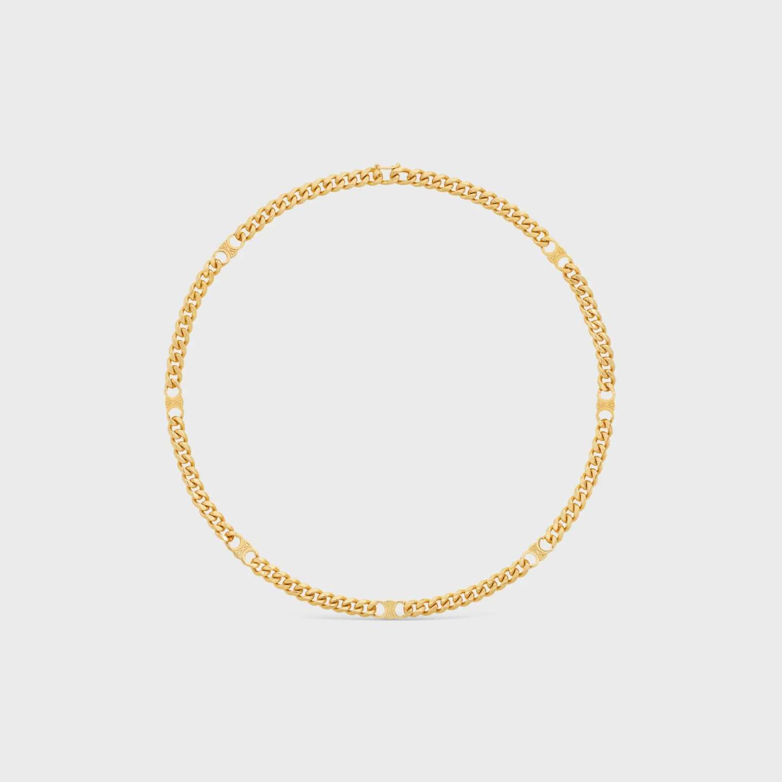 Triomphe Small Gourmette Necklace in Brass with Gold Finish