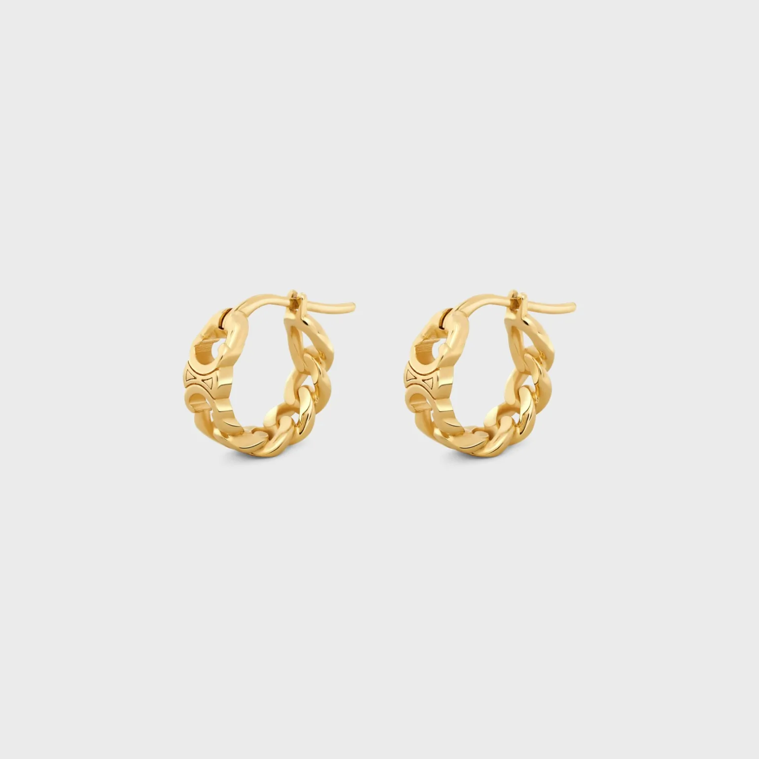 Triomphe Small Gourmette Hoops in Brass with Gold Finish