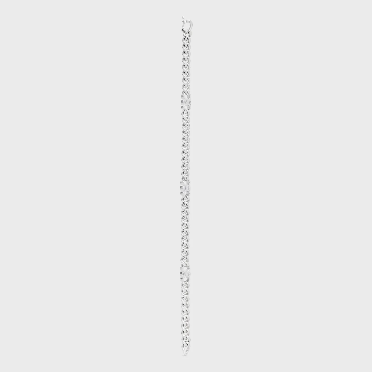 Triomphe Small Gourmette Bracelet in Brass with Rhodium Finish