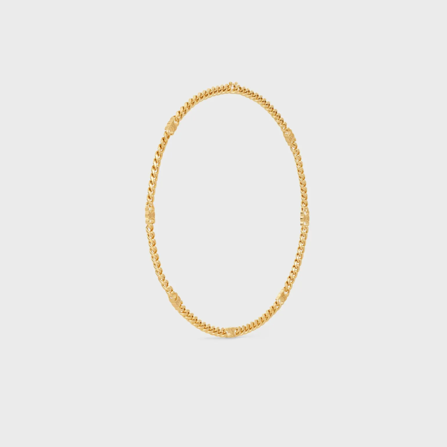 Triomphe Small Gourmette Necklace in Brass with Gold Finish