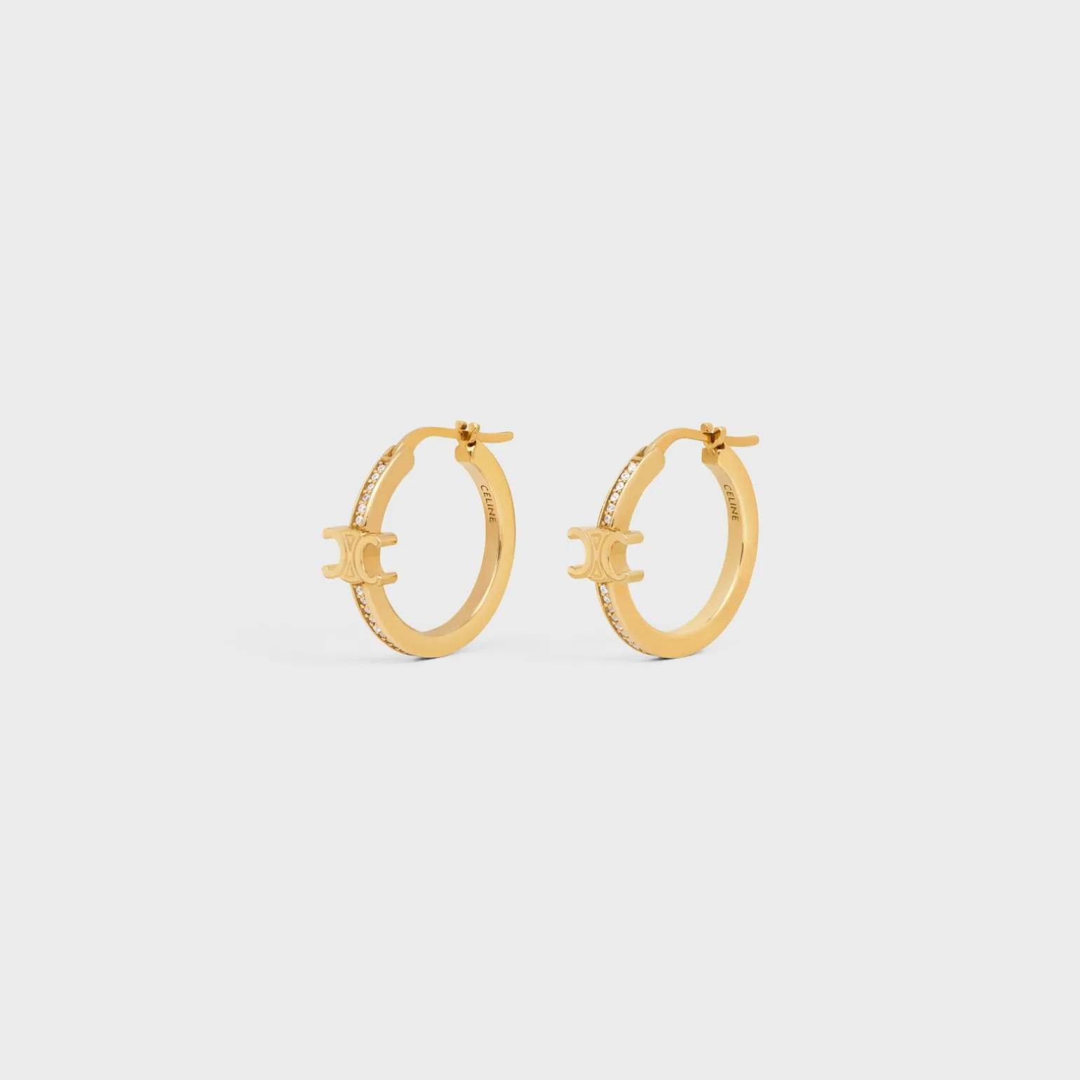 Triomphe Sparkle Hoops in Strass and Brass with Gold Finish