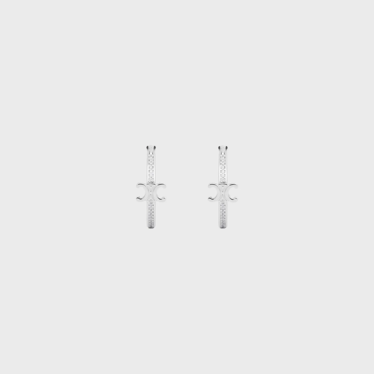 Triomphe Sparkle Hoops in Strass and Brass with Rhodium Finish