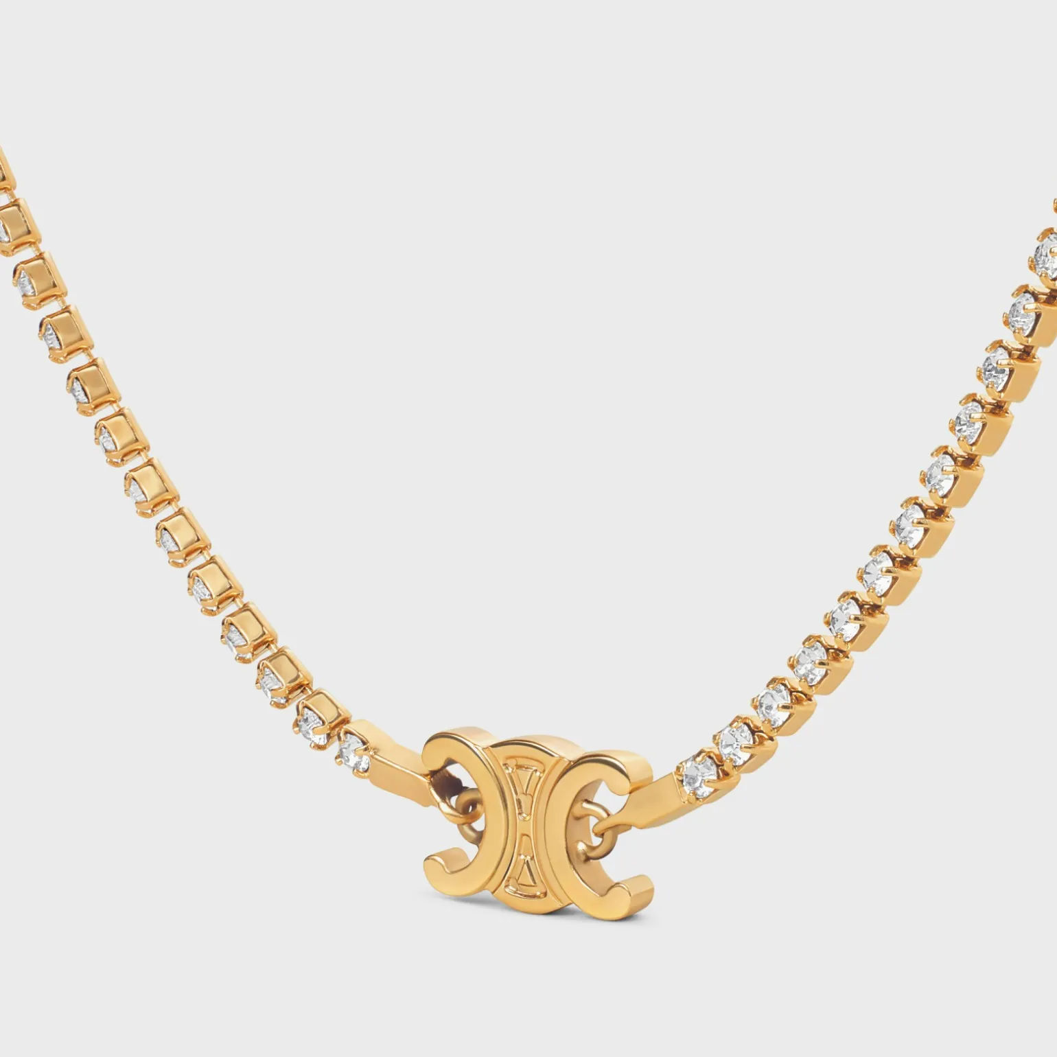 Triomphe Sparkle Necklace in Brass with Gold Finish and Strass