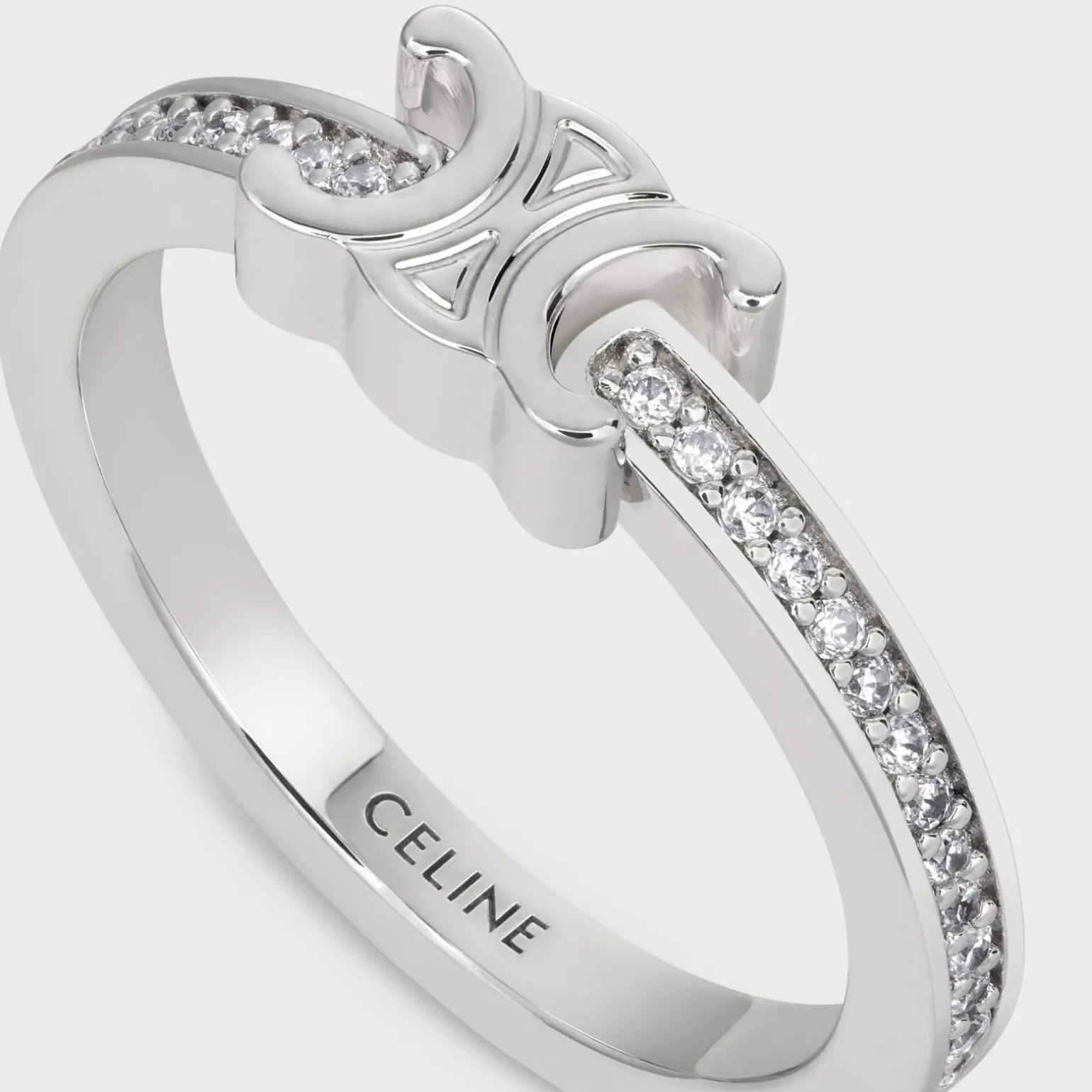 Triomphe Sparkle Ring in Strass and Brass with Rhodium Finish