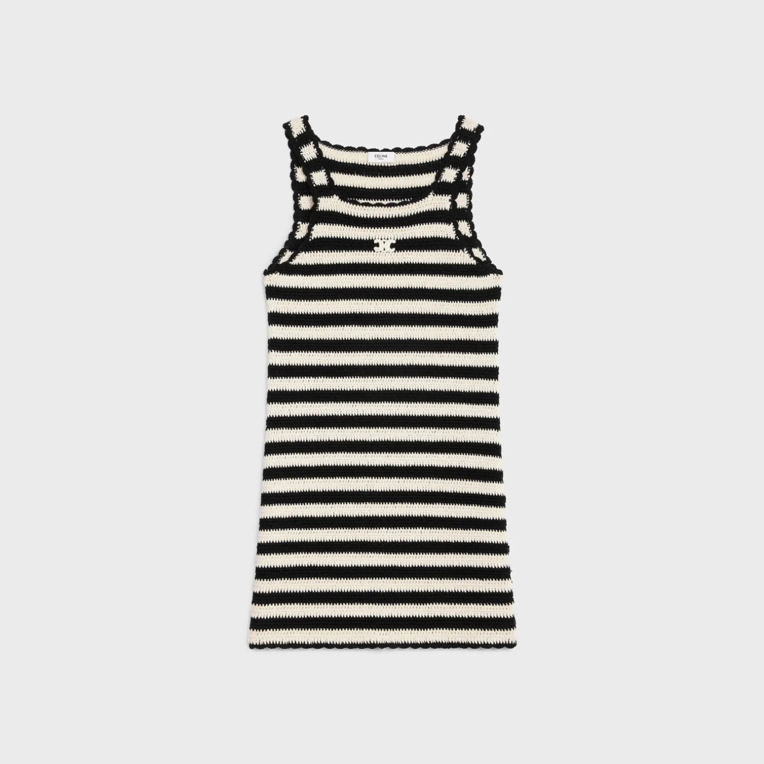triomphe striped mini dress in crocheted cotton