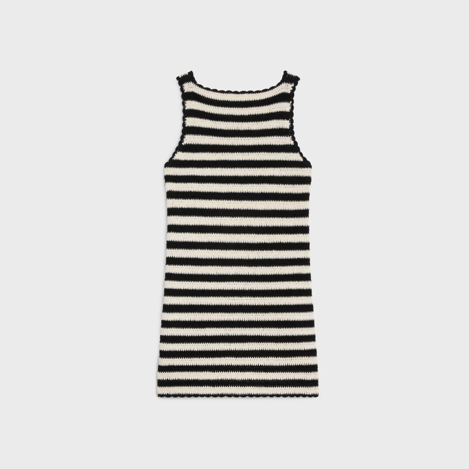 triomphe striped mini dress in crocheted cotton