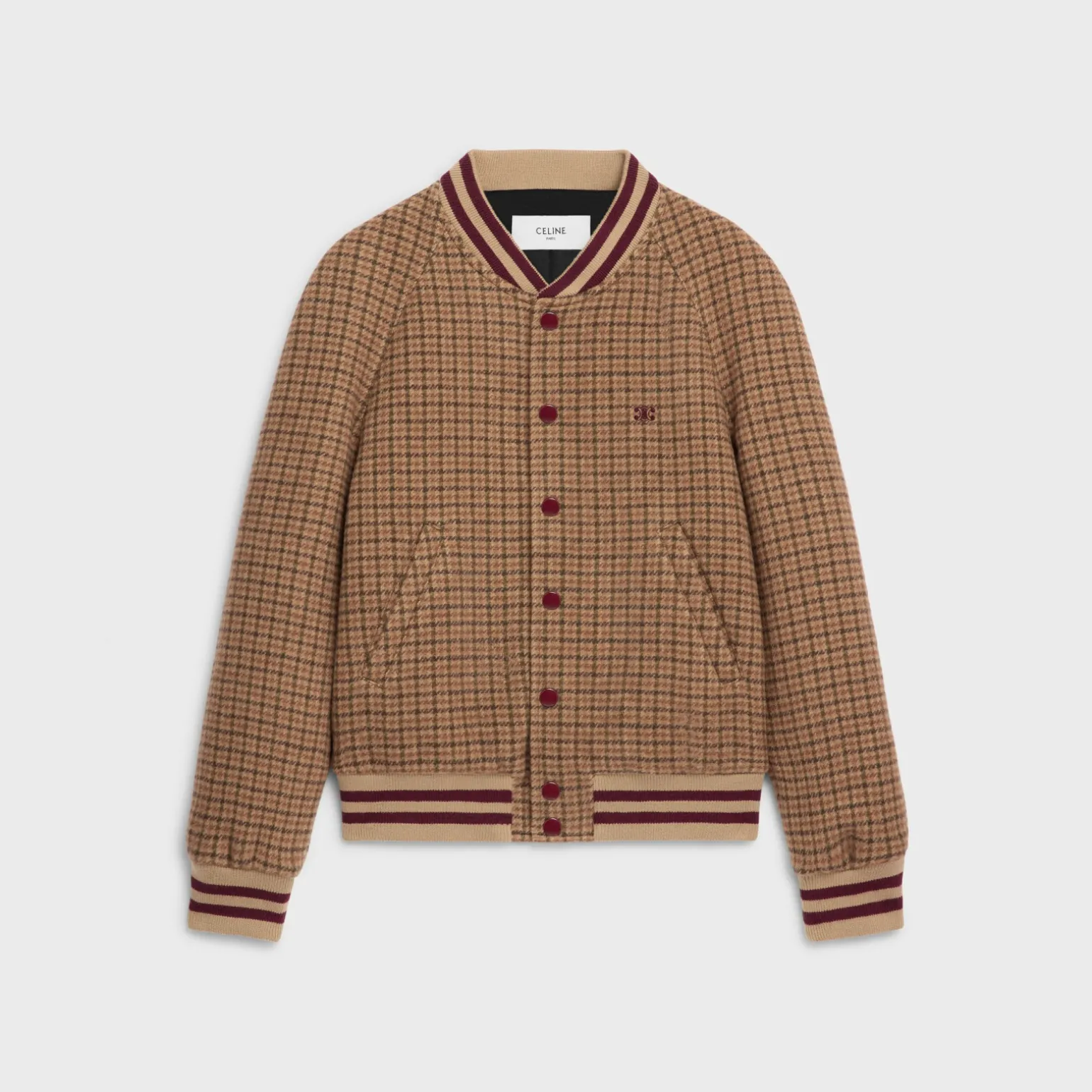 triomphe teddy jacket in houndstooth wool