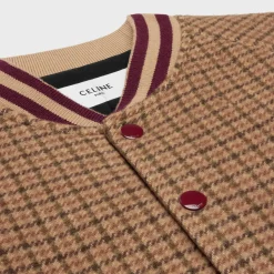 triomphe teddy jacket in houndstooth wool