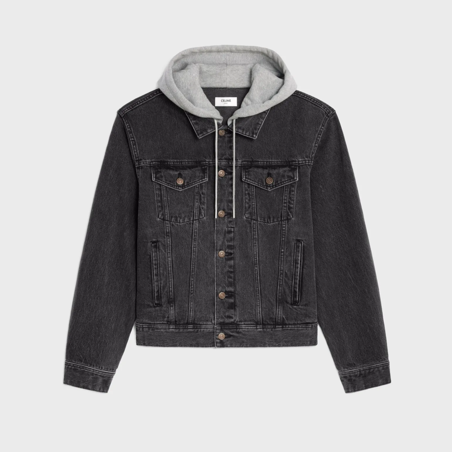 trucker jacket in charcoal wash denim