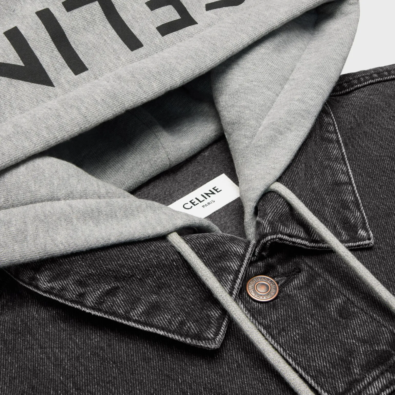 trucker jacket in charcoal wash denim