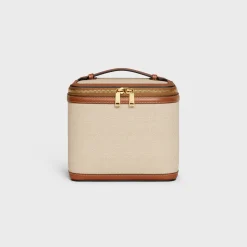 VANITIY CASE IN TEXTILE AND CALFSKIN
