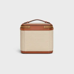 VANITIY CASE IN TEXTILE AND CALFSKIN