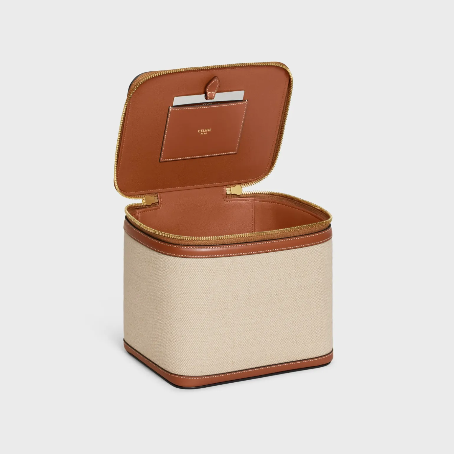 VANITIY CASE IN TEXTILE AND CALFSKIN