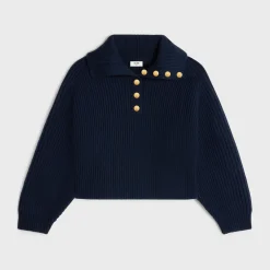 vareuse sweater in ribbed wool and cashmere